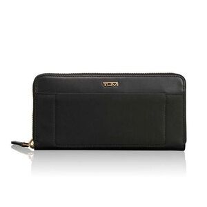 Tumi Black Leather Clutch with Gold Detail